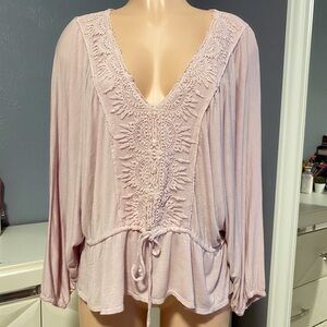 Rue21 Light Pink Embroidered Blouse